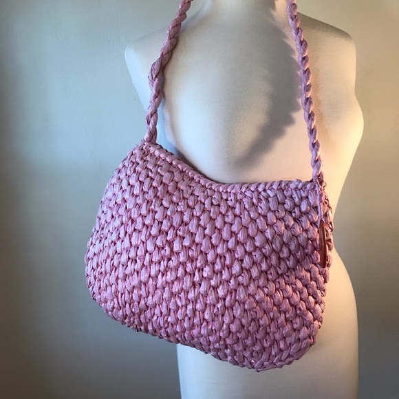 Vintage Pink Raffia Purse, Bag, Handmade in Philippines, Zippered, Lined, Pocket - Picture 9 of 13